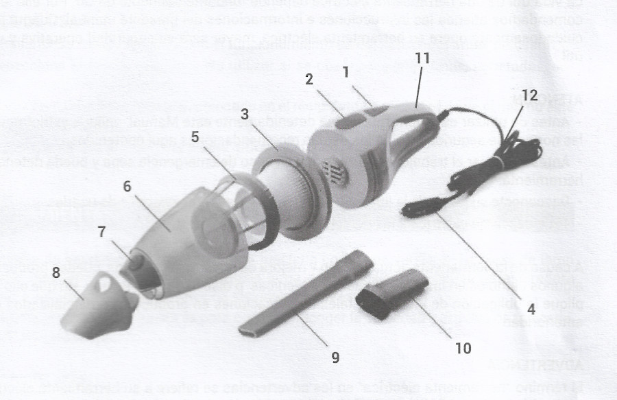 Partes de una aspiradora manual